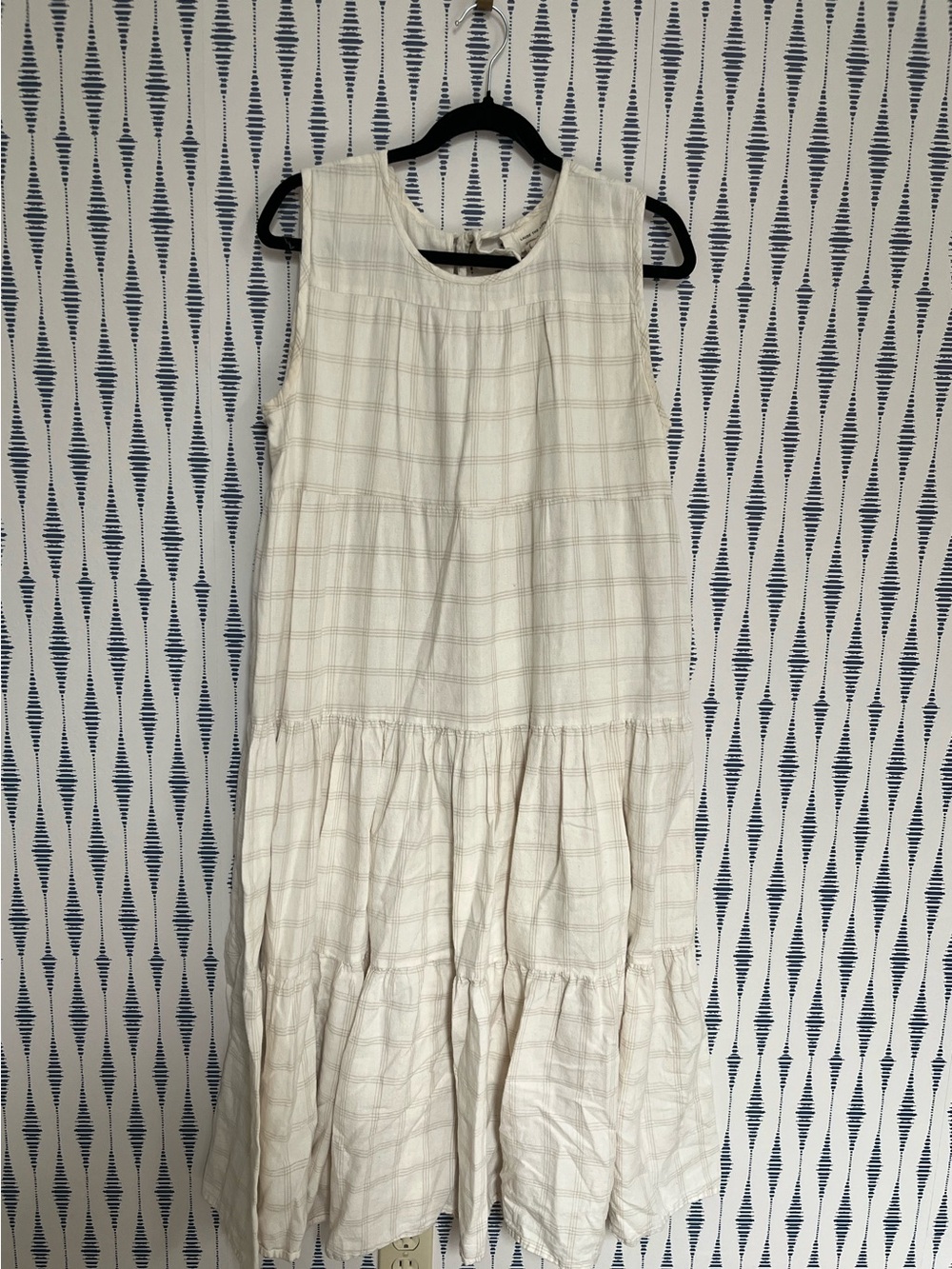 LAUDE the label slow fashion organic cotton buffalo plaid tiered prairie dress L - Picture 4 of 8